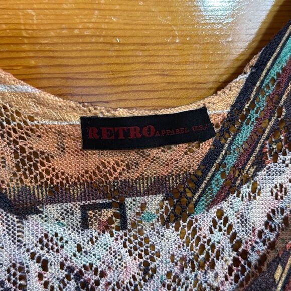 Retro Apparel Boho Multi Colored Side Tie Top Women’s Medium - Picture 2 of 5